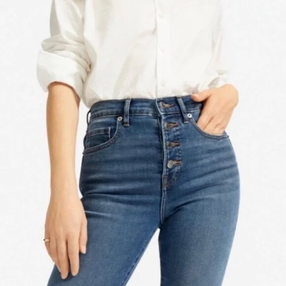 Everlane The Vintage Skinny Jean Button Front Raw Hem Size 28 Ankle - Picture 2 of 15
